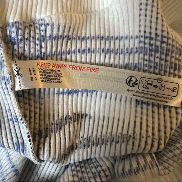 NWT Free People Movement Tees Top Long Sleeve Blue White Size M - Picture 2 of 12